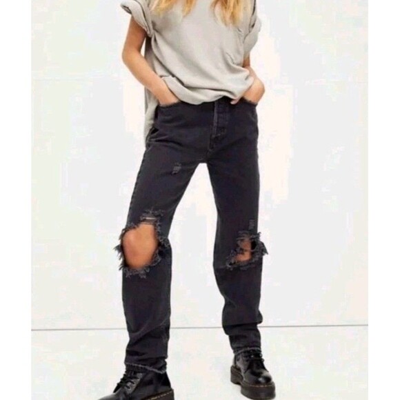 Free People Denim - Free‎ People Lasso High Waist Straight Leg Jean Black 31x28